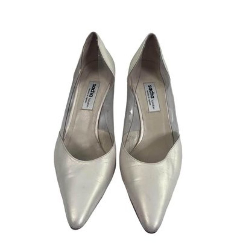 Vintage 90s Sacha London Champagne Clear Lucite Heels 8.5 B - Picture 3 of 8